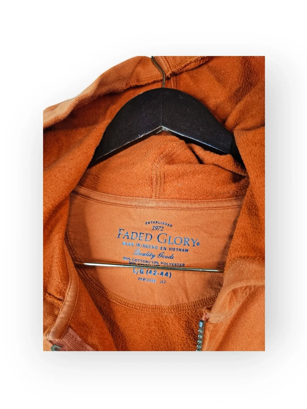 Faded Glory Burnt Orange Full Zip Hoodie Sweatshirt Large_4